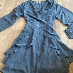 Pink Lily Teal Long Sleeve Dress